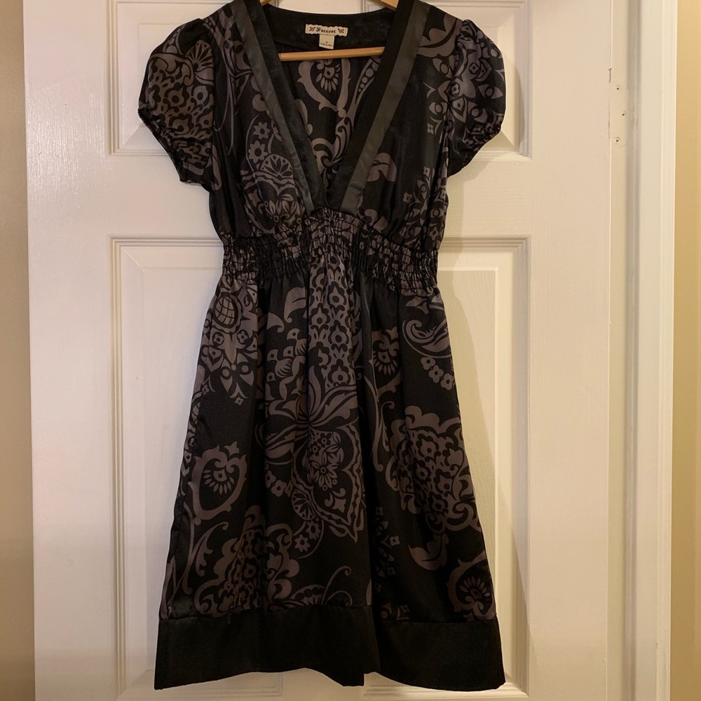 Euc Black & Gray Print Dress, Size Small